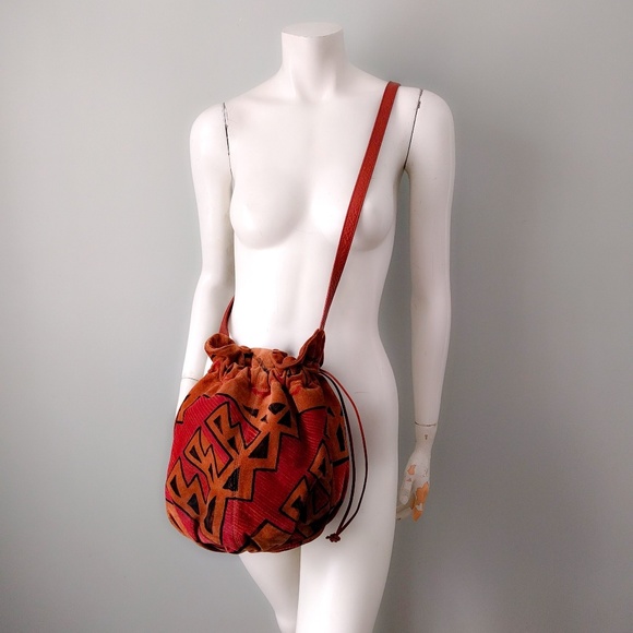 Vintage Handbags - ⛔SOLD⛔ Vintage Carlos Falchi Handpainted Kilim Bucket Bag